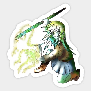 Dnd druid elf girl with a magic leaf whip Sticker